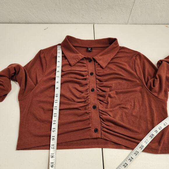 Shein Plus Button Down Ruched Crop Top Size 3X - Picture 7 of 9